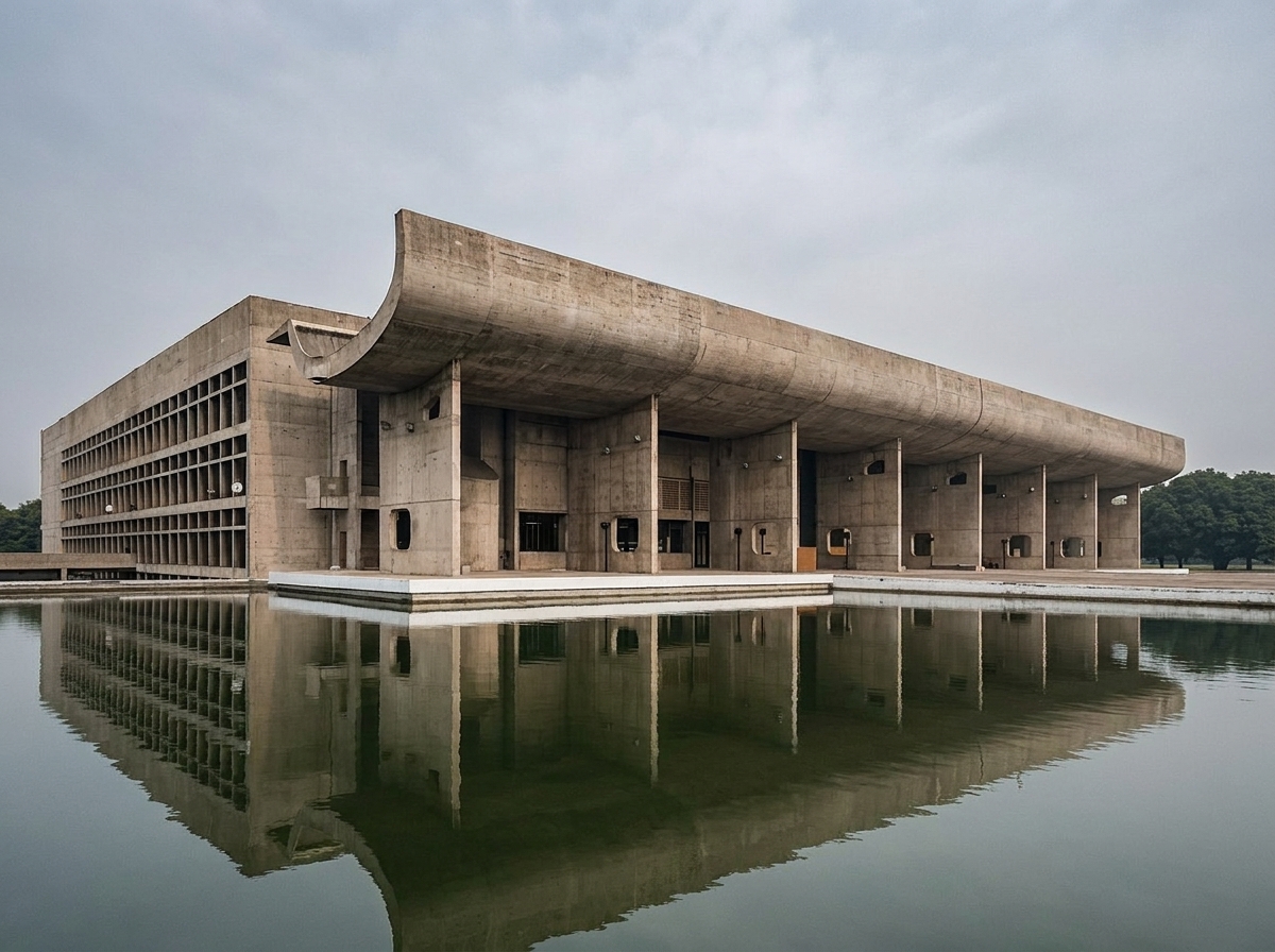 Complexo do Capitólio de Chandigarh na Índia por Le Corbusier